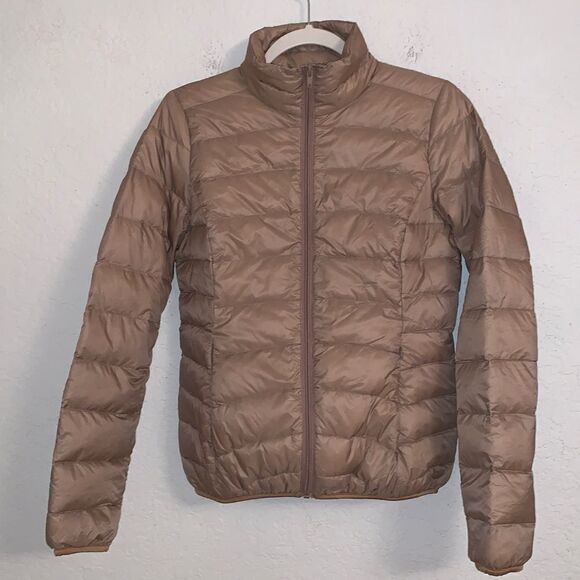 L’amie de Paris Puffer Full Zip Pockets Tan Jacket Size M - Picture 1 of 8